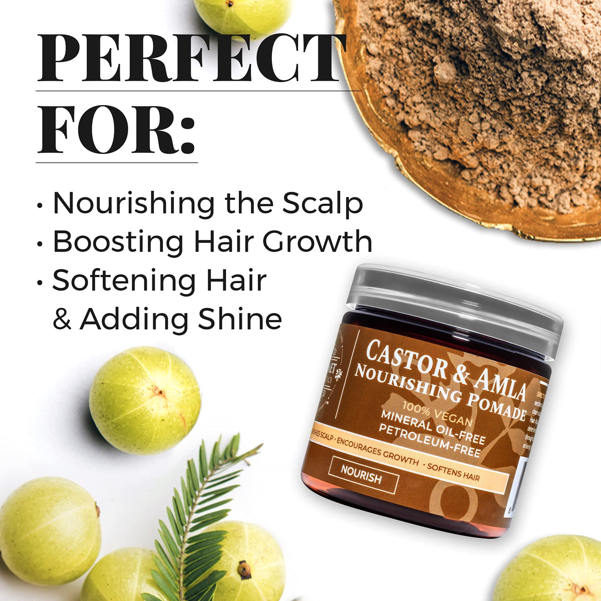 Vegan formula emphasis on mineral oil-free, silicone-free care