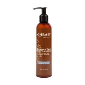 Qhemet Biologics Moringa Tree Conditioning Ghee bottle pour for detangling