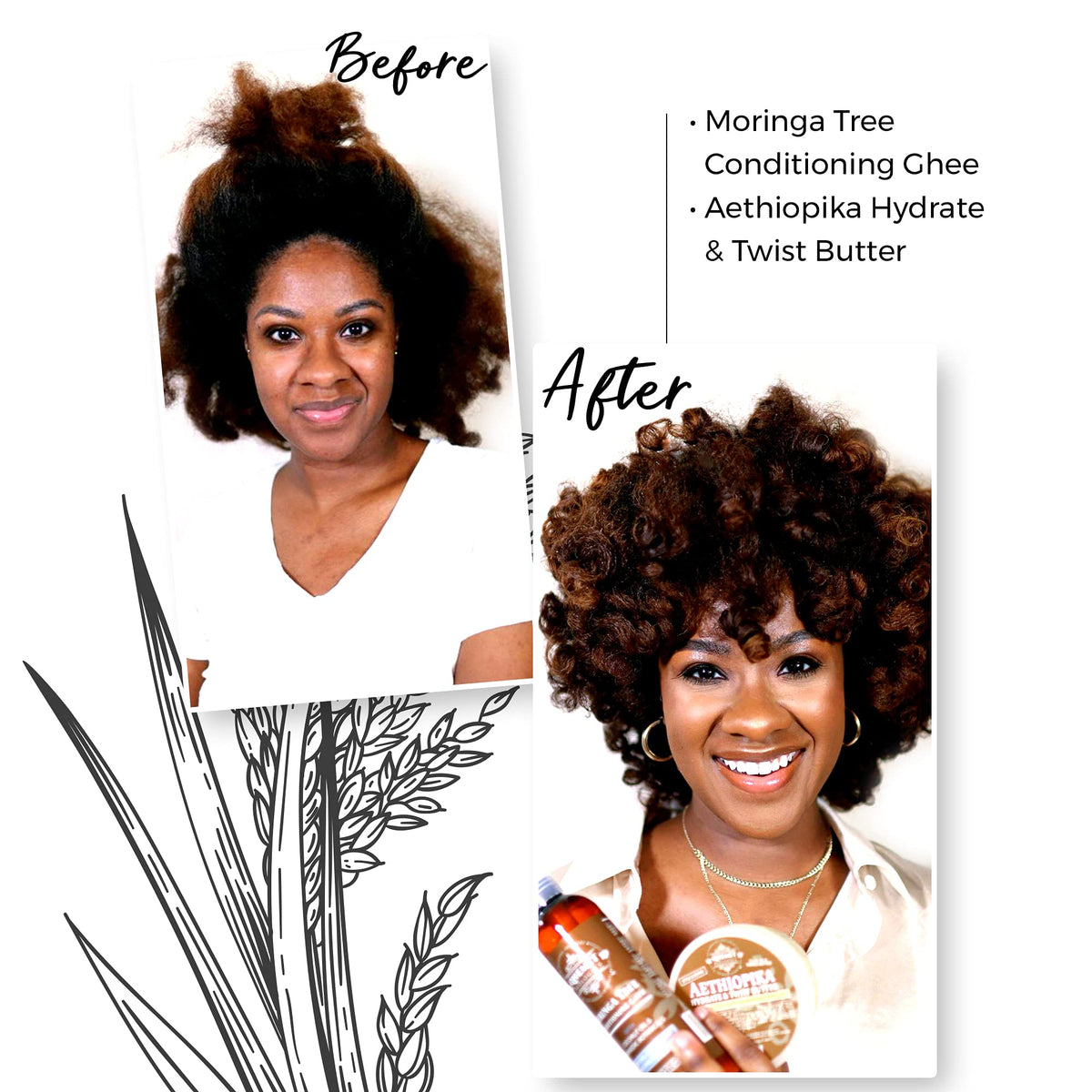 Qhemet Biologics Moringa Tree Conditioning Ghee leave-in styling prep