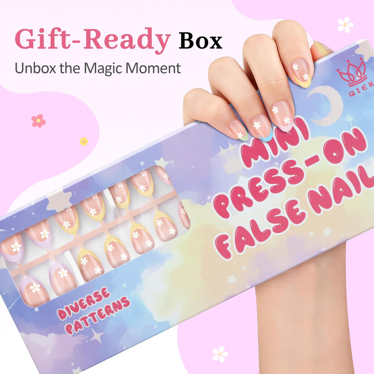 QIEK almond nails feature thick front and thin back for comfort.