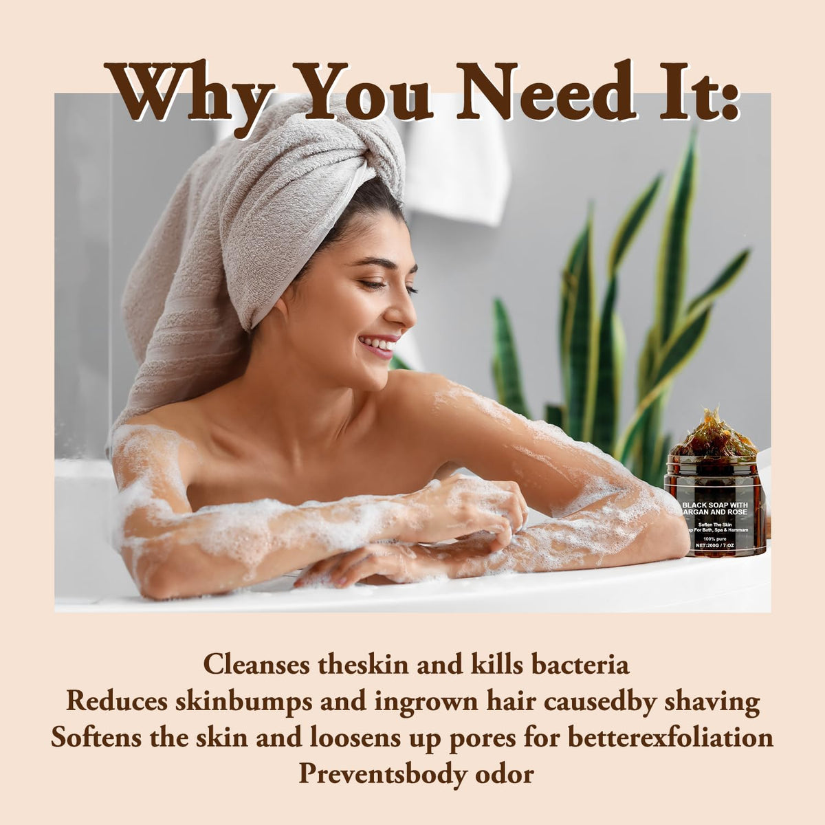 Hammam routine image showing rich lather with QiFind soap.