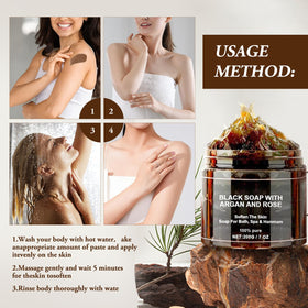 Olive paste and rose notes in the formula.