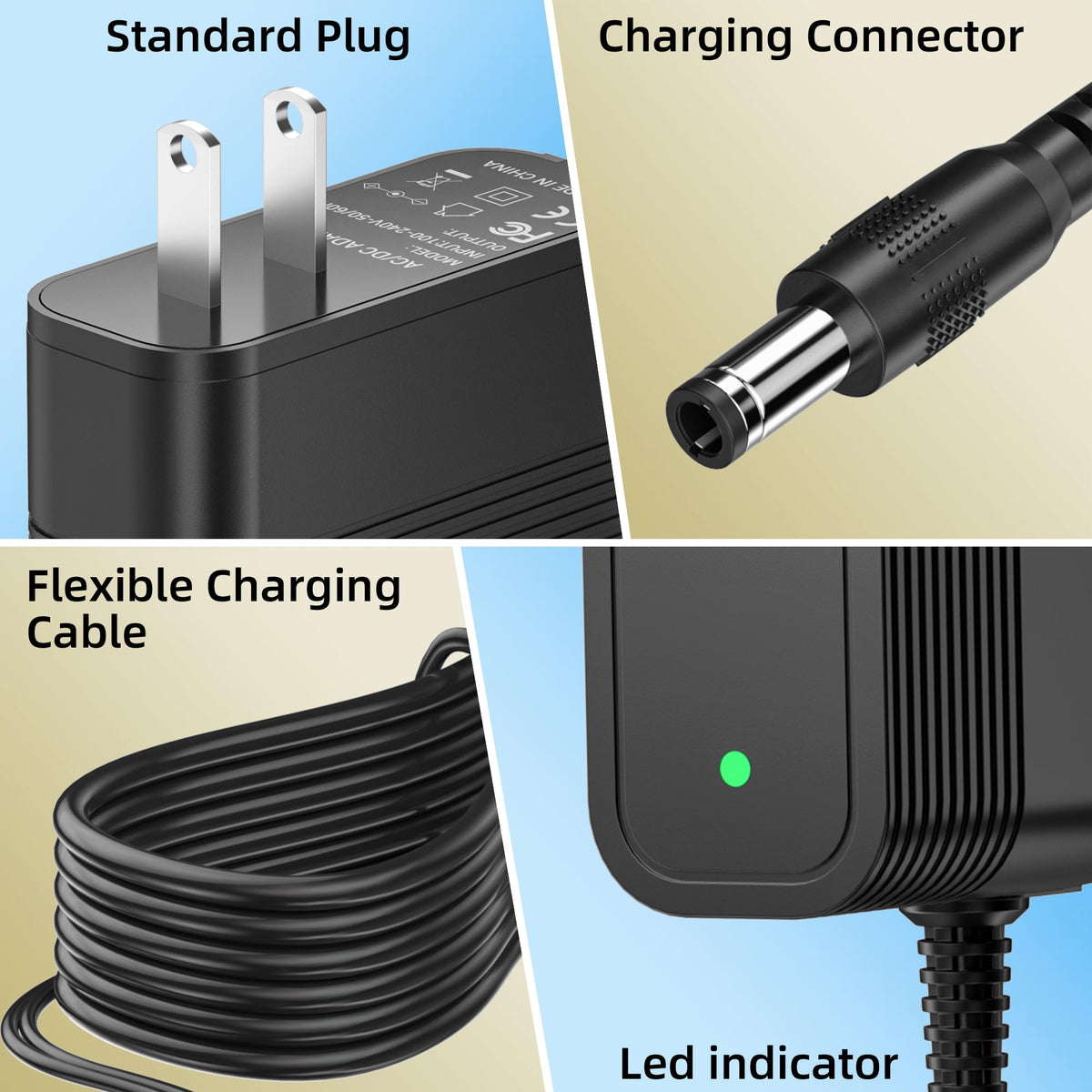 QIHOWHUE AC-DC adapter with wall plug for easy setup.