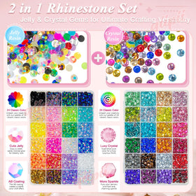 qiipii 24-color jelly AB rhinestones for nail art and accessories.