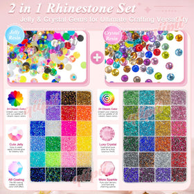 qiipii 3mm jelly AB rhinestones close-up showing vibrant iridescent facets for sparkling results
