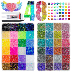 qiipii 48-color rainbow rhinestones in a neat box ideal for DIY crafts and nails