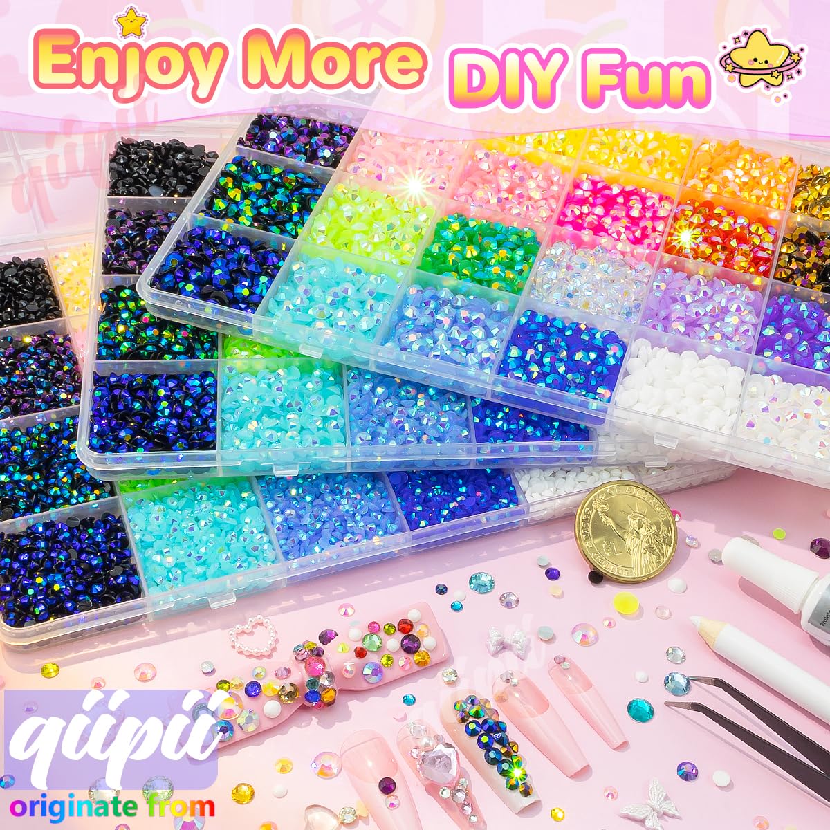 Qiipii B7000 glue included for strong, clear-setting craft projects.