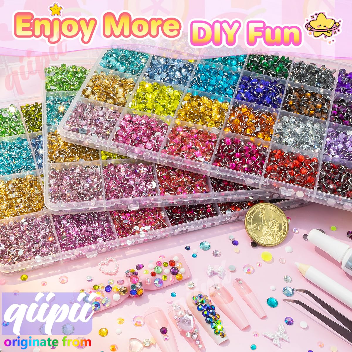 Qiipii B7000 glue included for crafting applications.