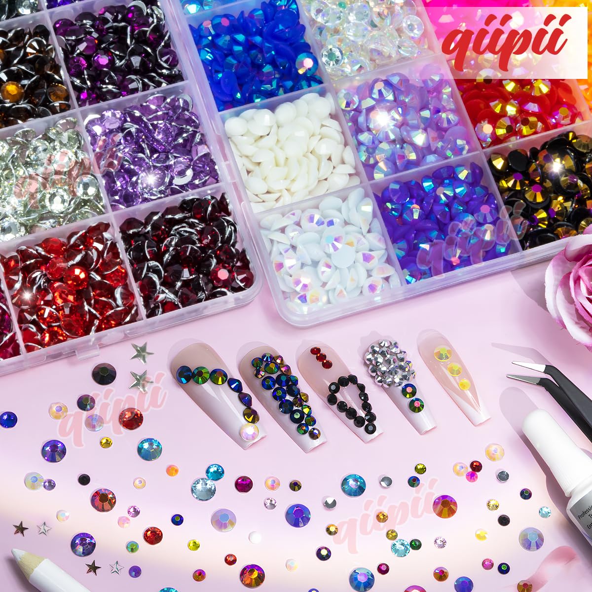 qiipii b7000 precision glue with clear drying for secure placement.
