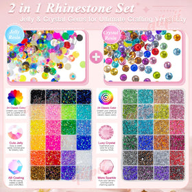 Close-up of Jelly AB and crystal tones for nail art sparkle