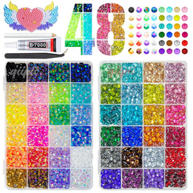 qiipii rainbow collection 48-color box for crafts offers vibrant jelly and crystal rhinestones.