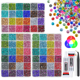 Qiipii Rainbow Series 3 Boxes 24-Color 3mm rhinestones for vibrant DIY crafts.