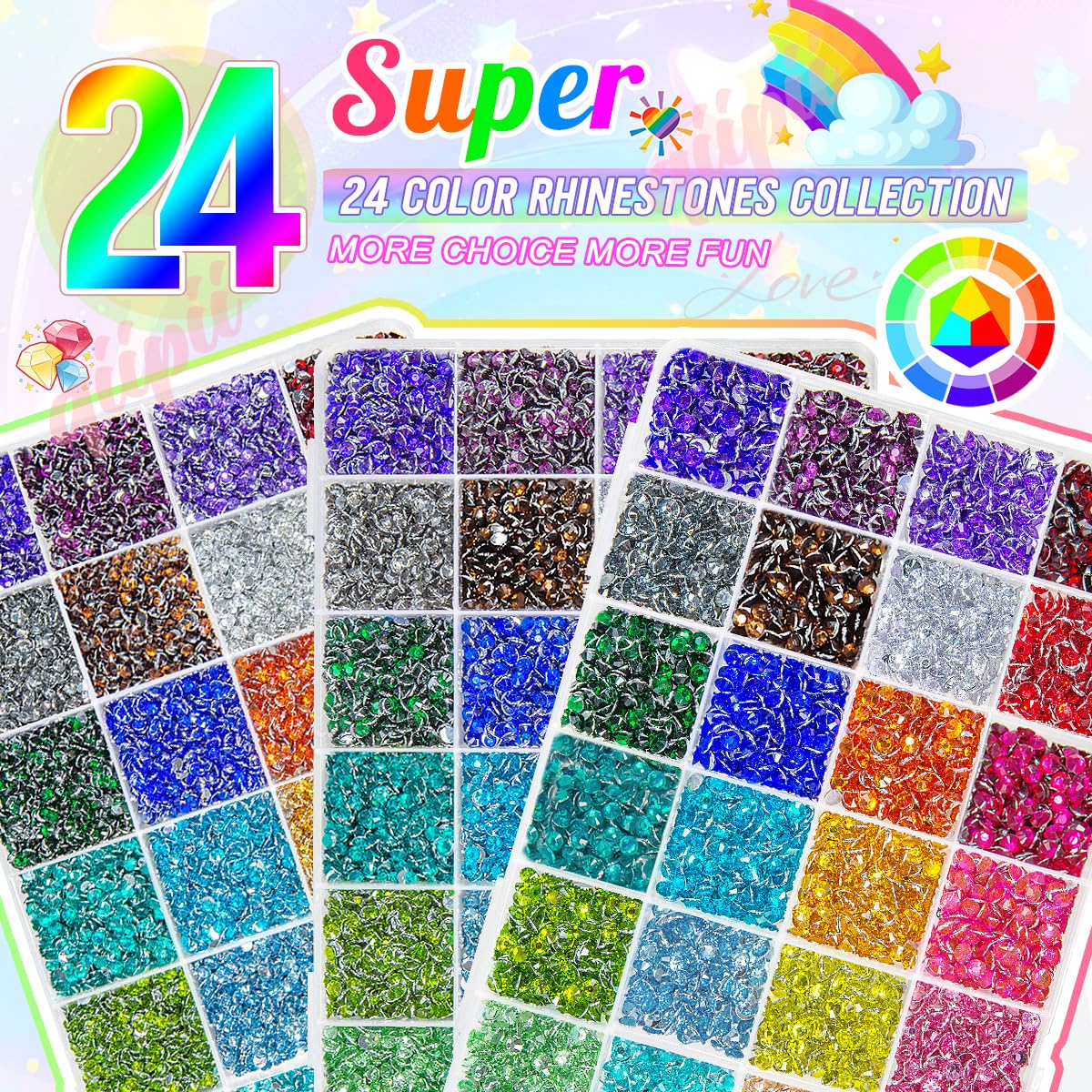 Qiipii 4mm crystal rhinestones with organized grids for precise embellishment.