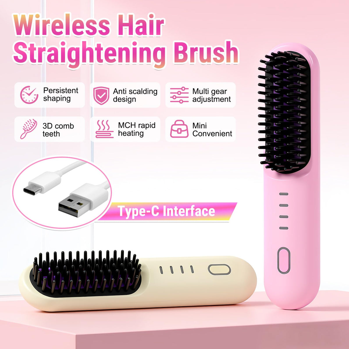 Qiloos upgraded brush with heat settings display for precise temperature control.
