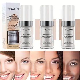 Close-up swatch blending seamlessly for a natural glow on the skin with QINGFANGLI TLM.