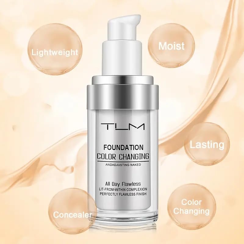 Three-pack carton packaging of QINGFANGLI TLM foundation for versatile use.