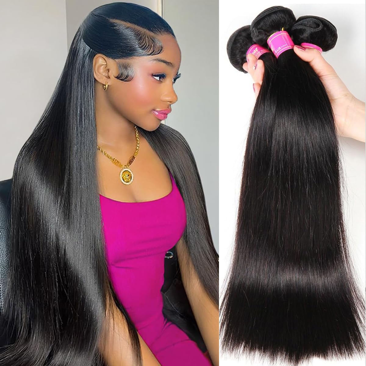 QinMei Brazilian virgin hair bundles straight 20 inch for easy daily styling and natural shine.