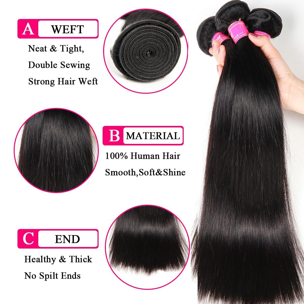 QinMei straight bundles 22 inch offer smooth texture and comfortable wear for long events.