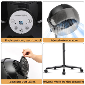 Qinrunkoi hooded dryer with ionic technology for smoother, less-tangled hair