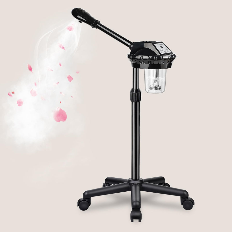 Qinrunkoi professional facial steamer in front view with nano ozone spray.