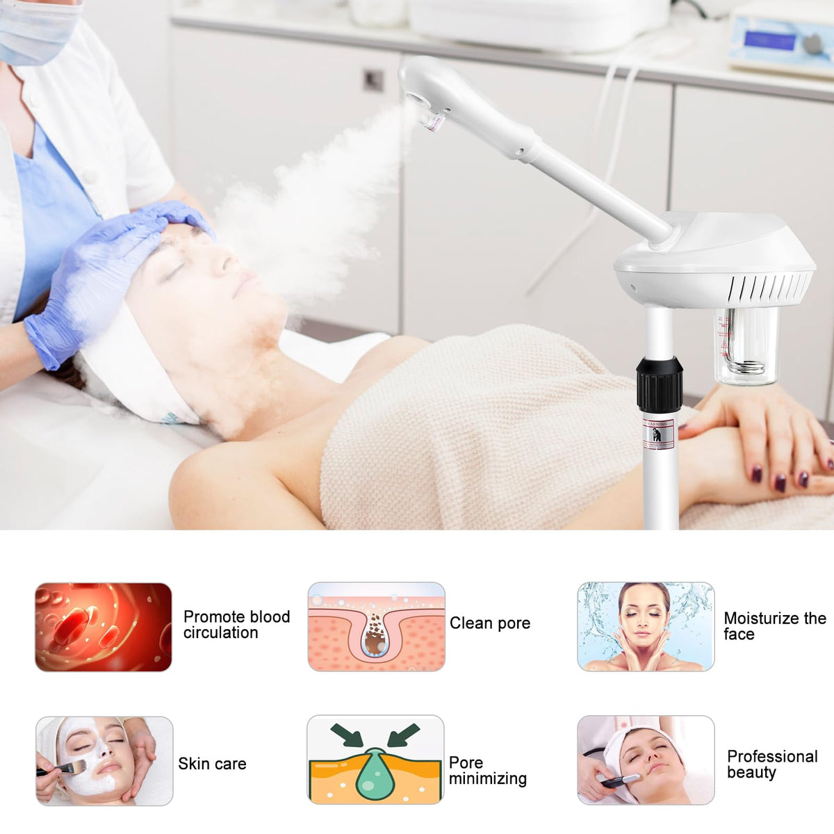 Qinrunkoi mobile facial steamer on wheels enhances client flow in studios