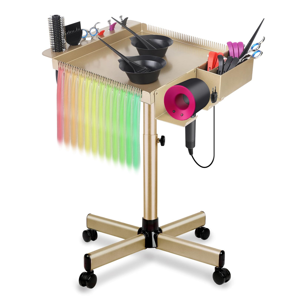 Qinrunkoi salon tray on wheels for easy mobility and organized supplies.