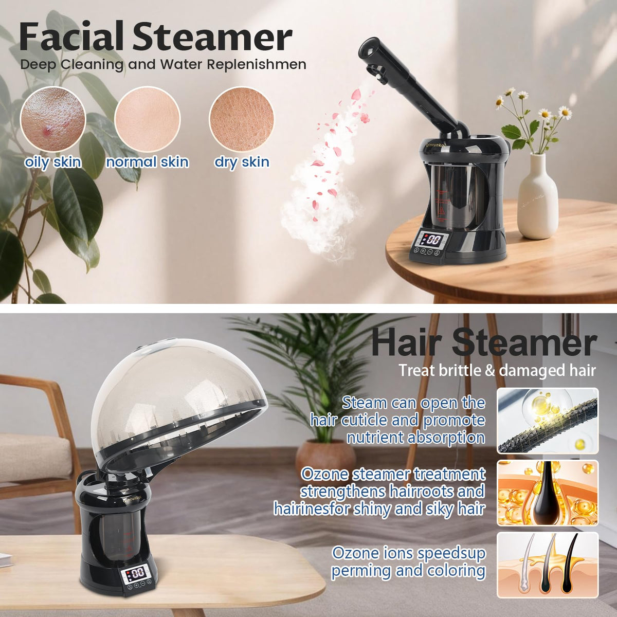 Qinrunkoi steamer emits warm fog for a soothing ambiance