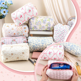Qinyoung floral-quilted-makeup-bag-set-5 ideal gift for bridesmaids and friends.
