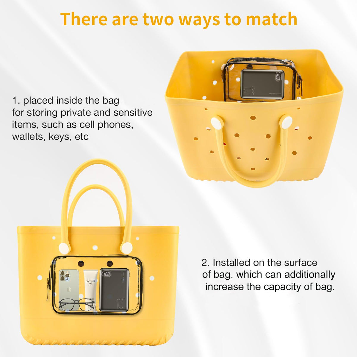 Qinyurj clear pouches durable PVC divider helps quick item finding.