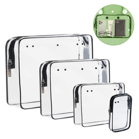 Qinyurj clear pouches top zipper for easy packing and ventilation.