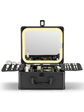 Qislee makeup box with detachable LED mirror for precise on-the-go touch-ups
