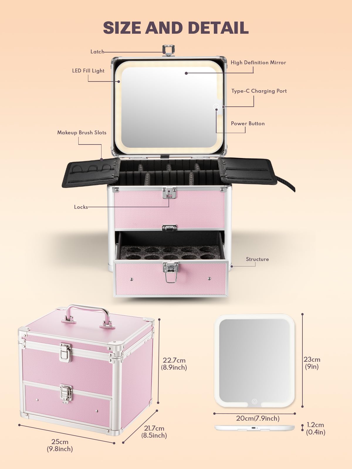 Qislee detachable lighted mirror for precise, adjustable lighting during makeup.