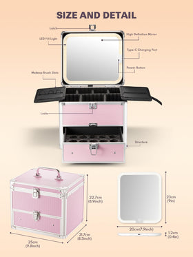 Qislee detachable lighted mirror for precise, adjustable lighting during makeup.