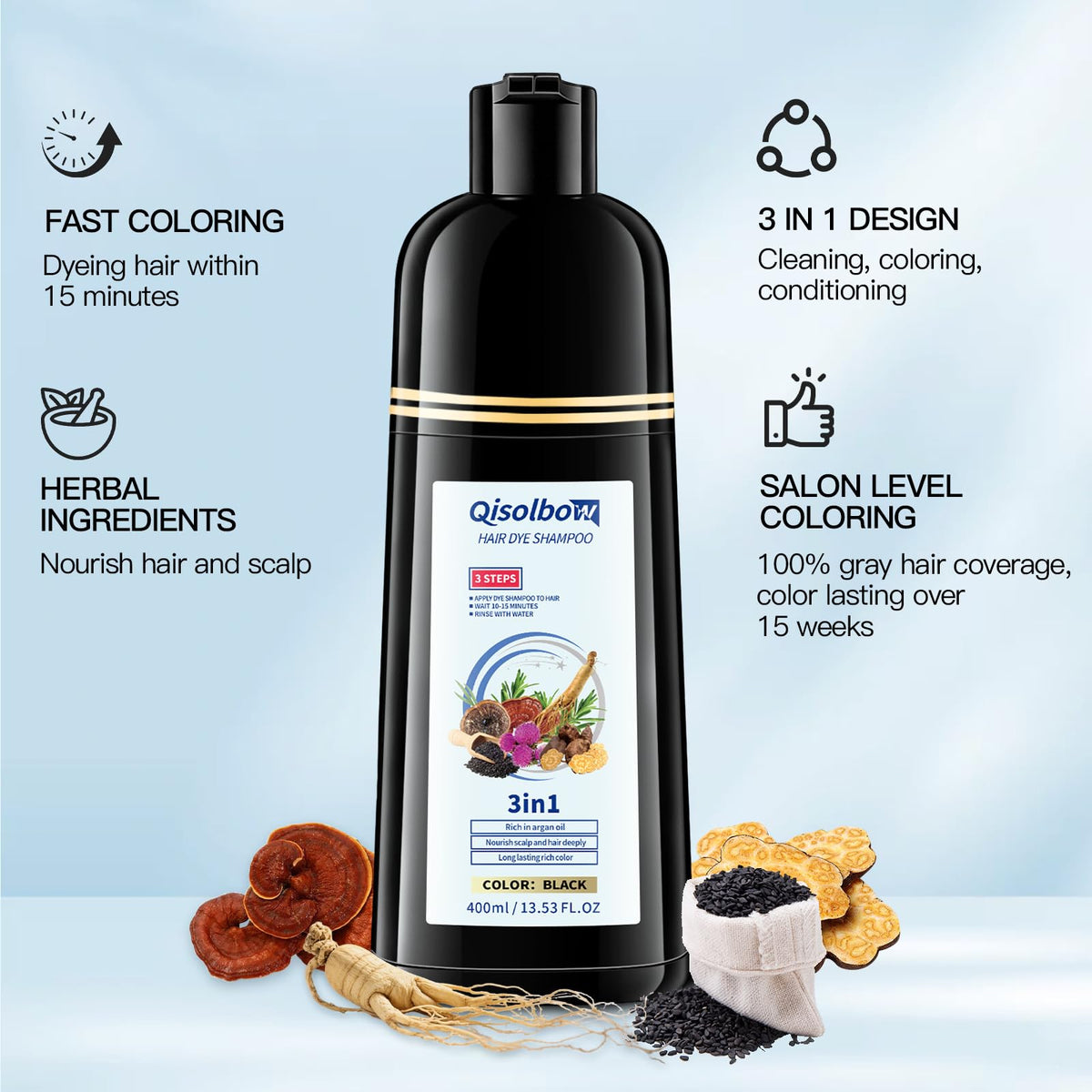 Applying to dry hair highlights seamless color blending.