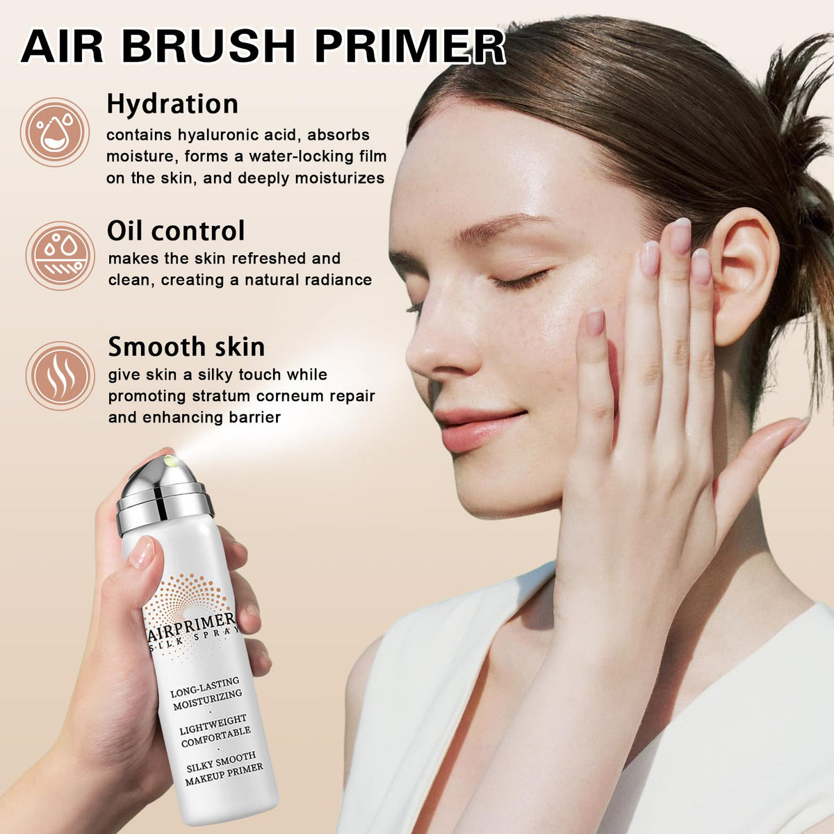 QIUFSSE hydrating primer formula creates a luminous, shine-free base.
