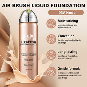 QIUFSSE waterproof foundation spray provides durable all-day wear.