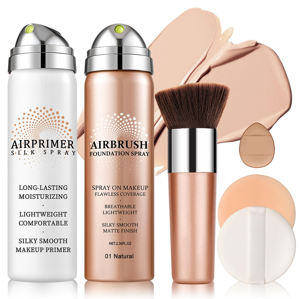 QIUFSSE airbrush makeup bottle closeup for a flawless, skin-like finish.