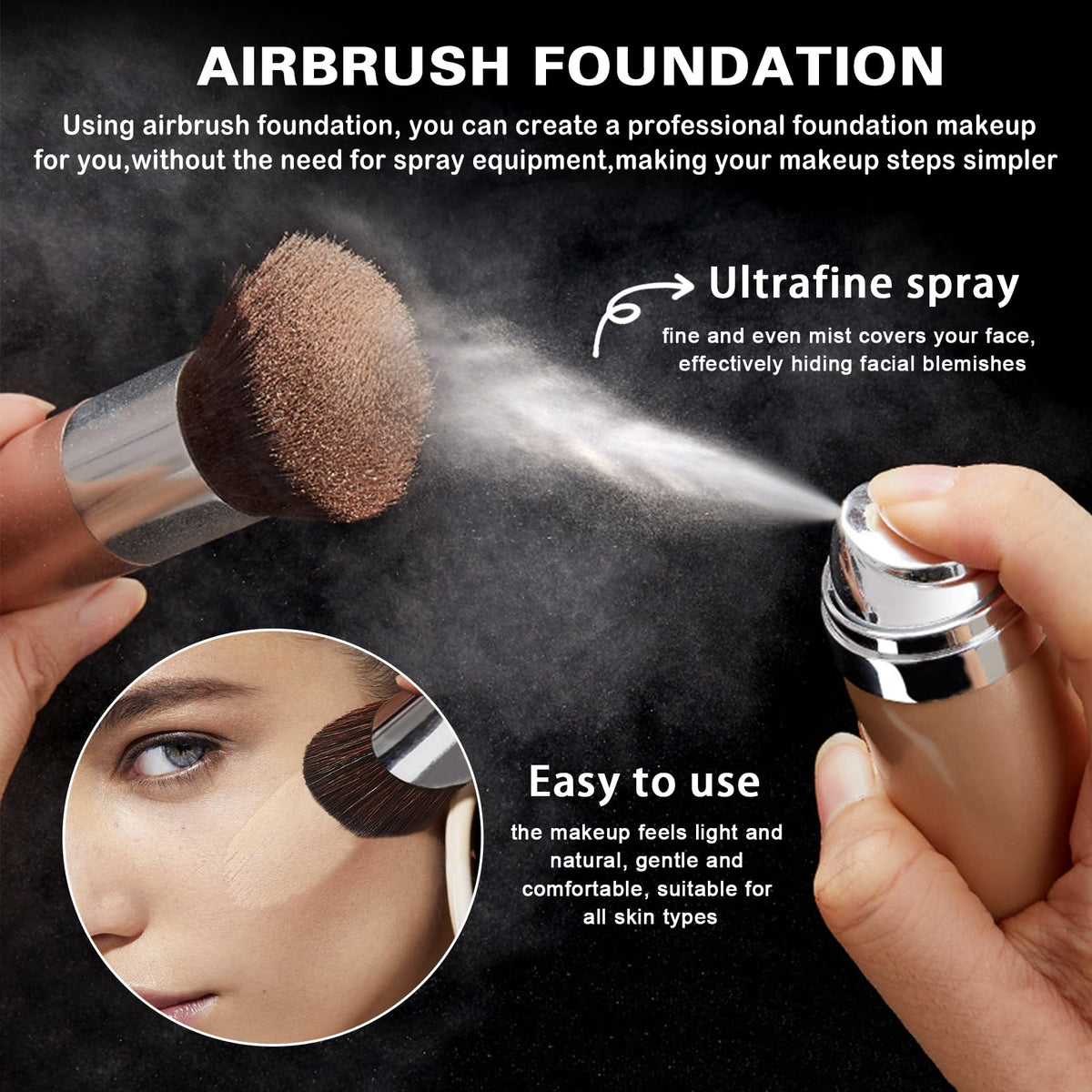 QIUFSSE application brush technique demonstrating even buffing for seamless coverage.