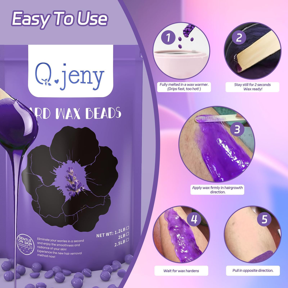 Q.jeny wax beads for face and bikini area provide precise, smooth results