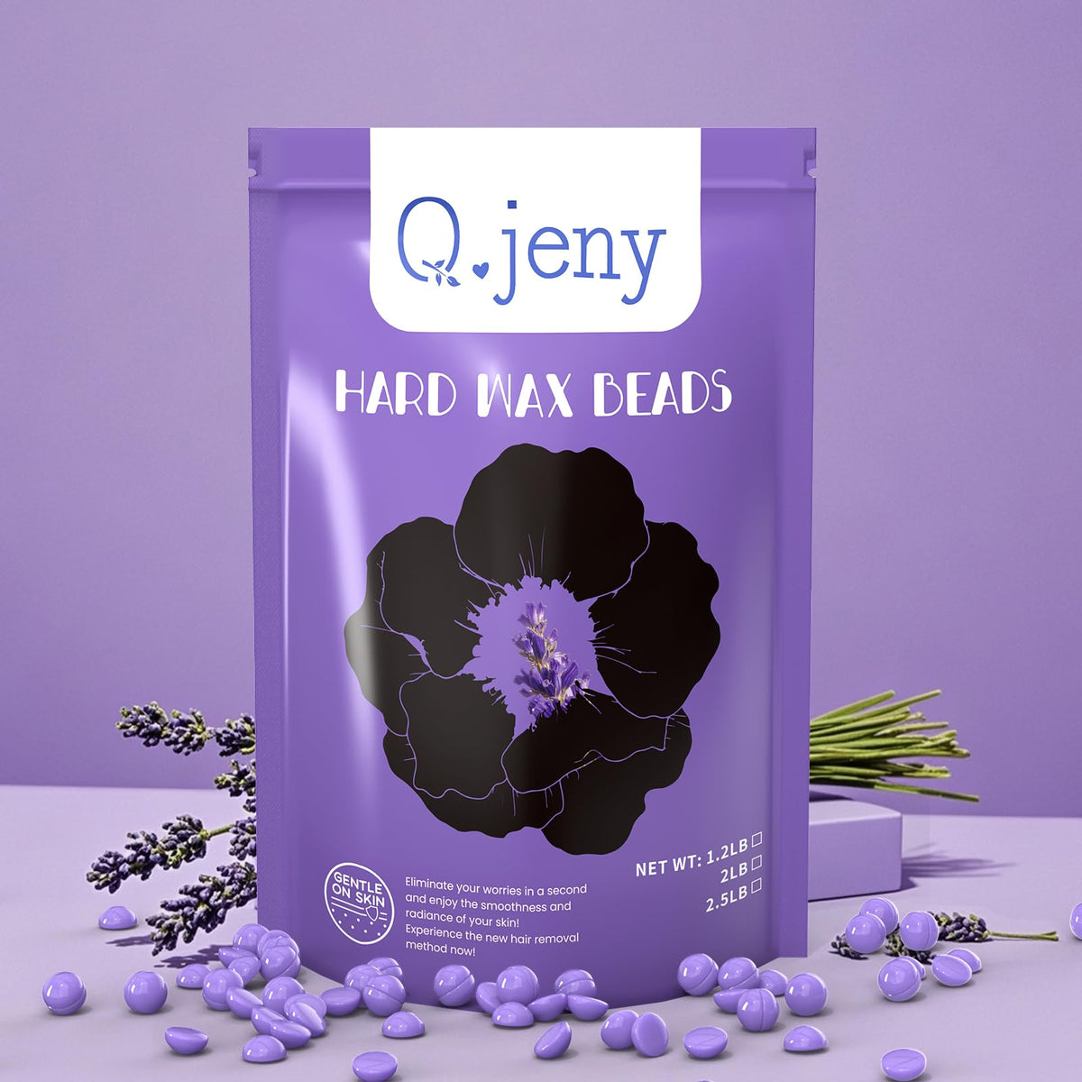 Q.jeny lavender formula wax beads for a gentle hair removal experience