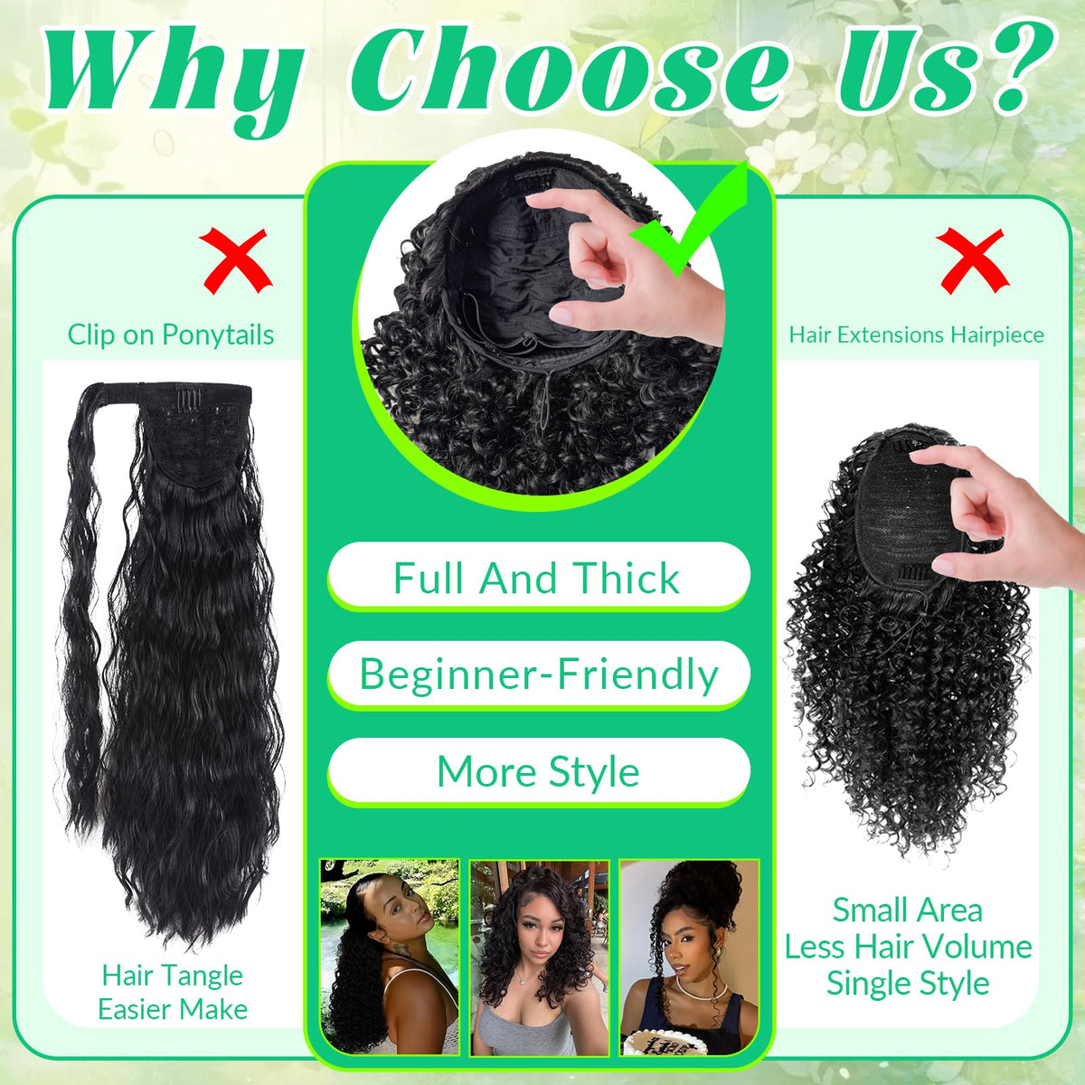Qmaple Half Wig with easy-care fibers for quick styling