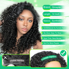 Qmaple Half Wig with glueless cap and adjustable band for secure wear