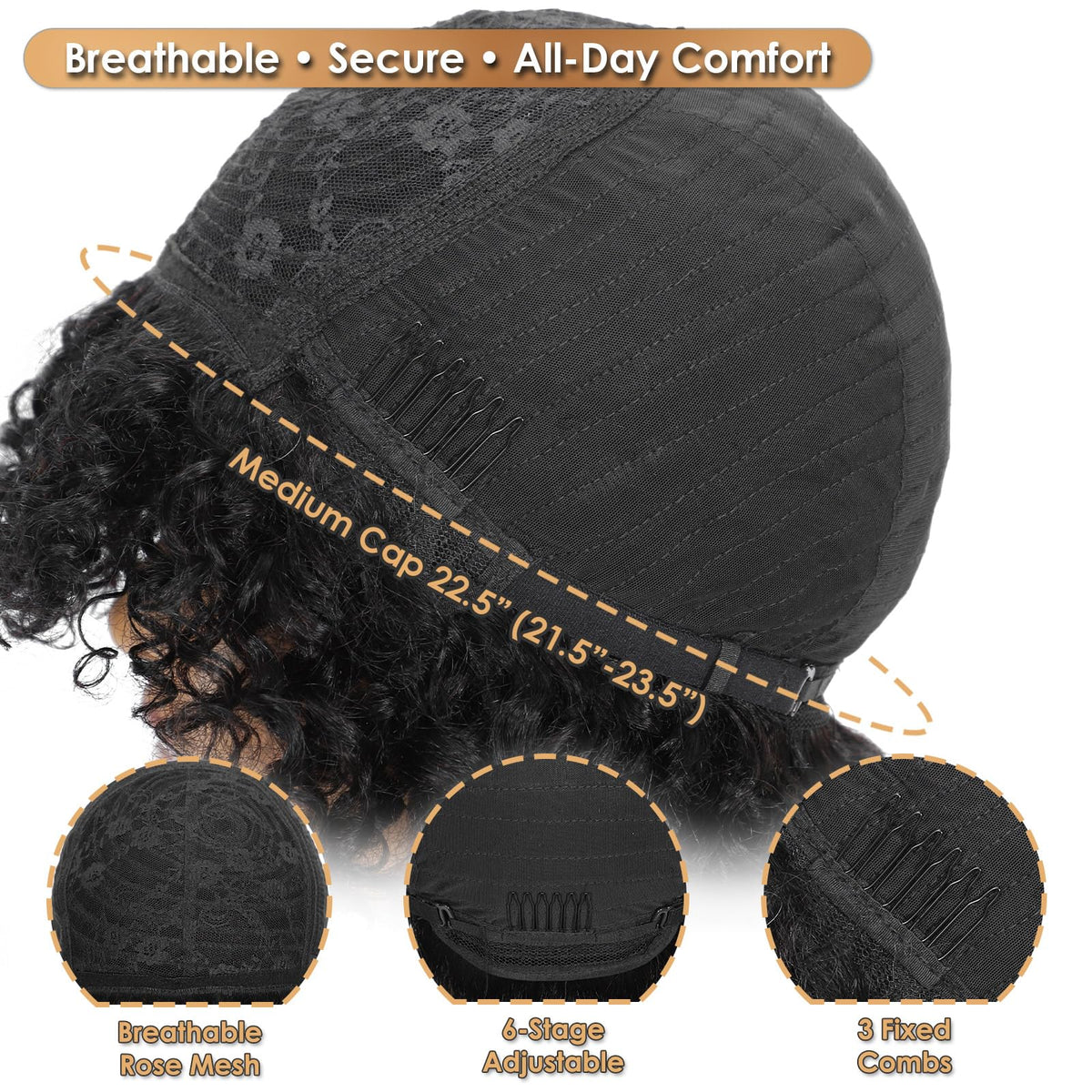 Qornex curly wig with bangs frames the face with effortless volume.