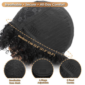 Qornex curly wig with bangs frames the face with effortless volume.