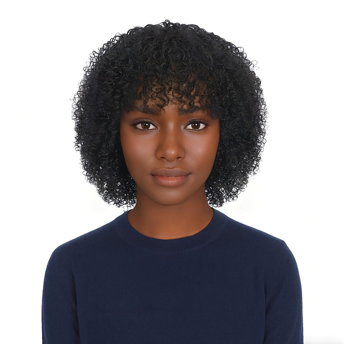 Qornex kinkycurly bob wig front view for daily wear
