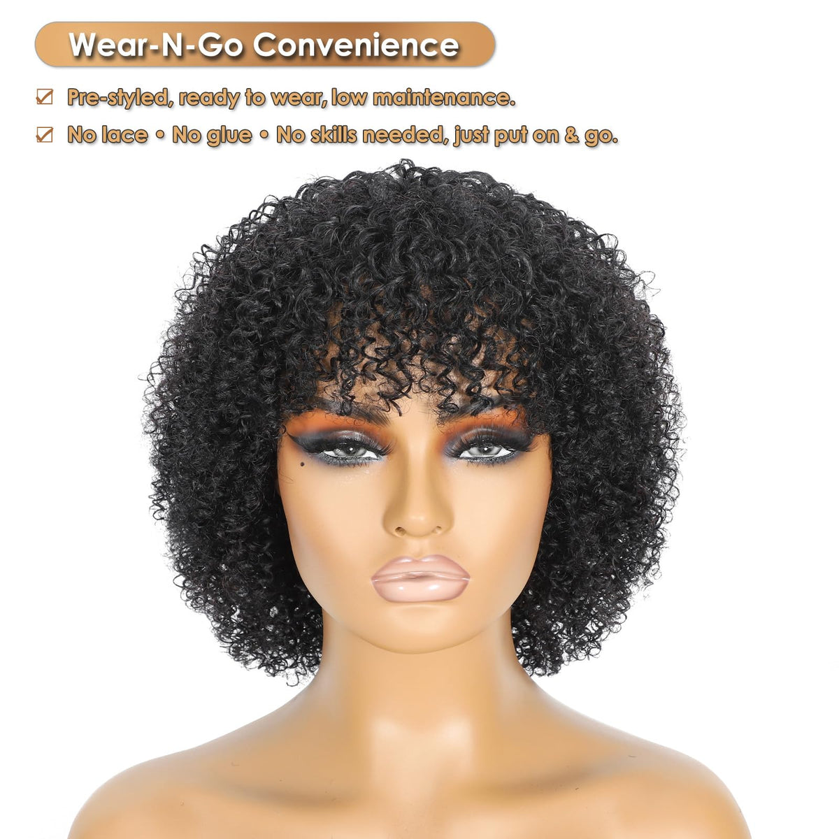 Qornex kinkycurly bob wig side view showing natural texture