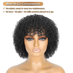 Qornex kinkycurly bob wig side view showing natural texture