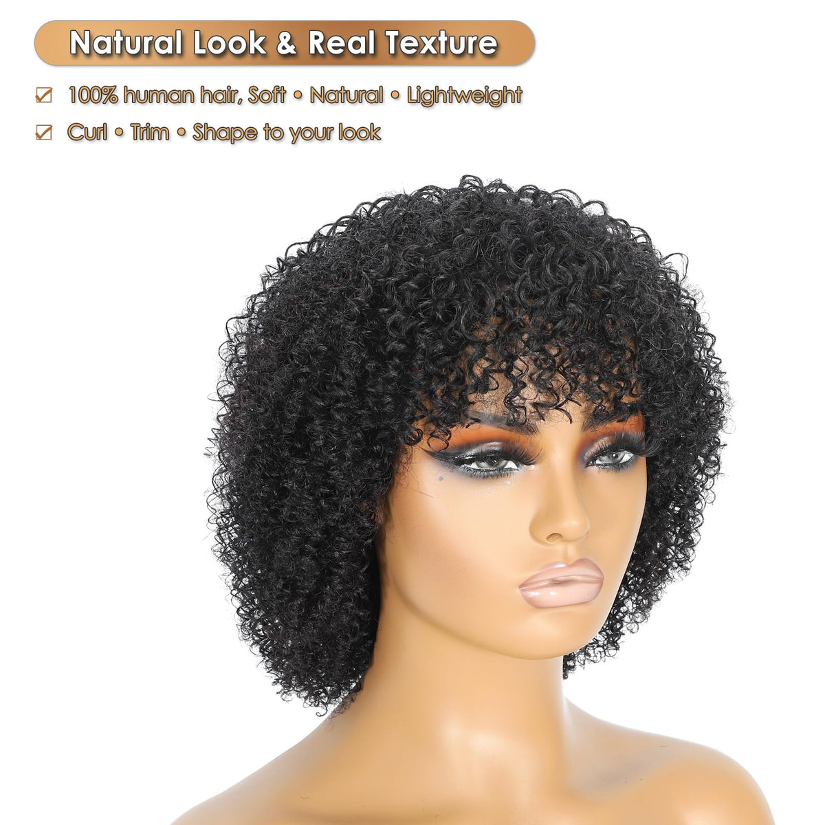 Qornex kinkycurly bob wig closeup curls for realism