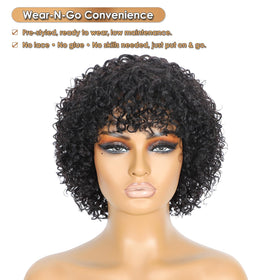 Qornex natural black bob wig made of human hair for versatile styling.