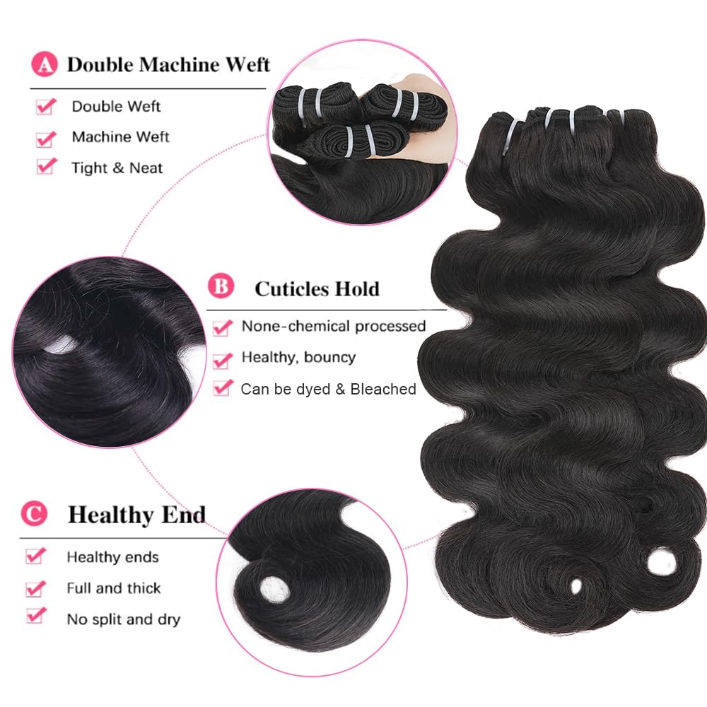 QPBZK 20-inch body wave bundles provide smooth fullness and movement